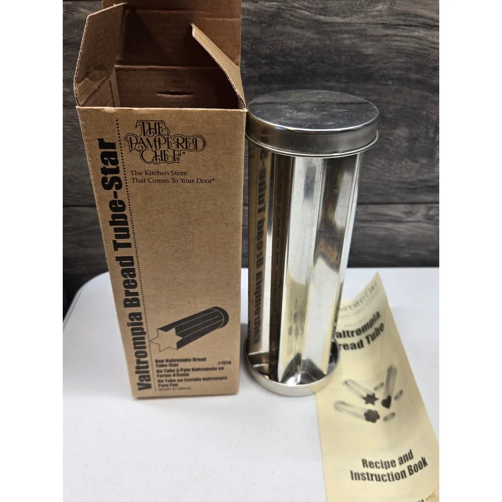 Pampered Chef Valtrompia Bread Tube Star Shape 1570 Stainless Steel with‎ Box